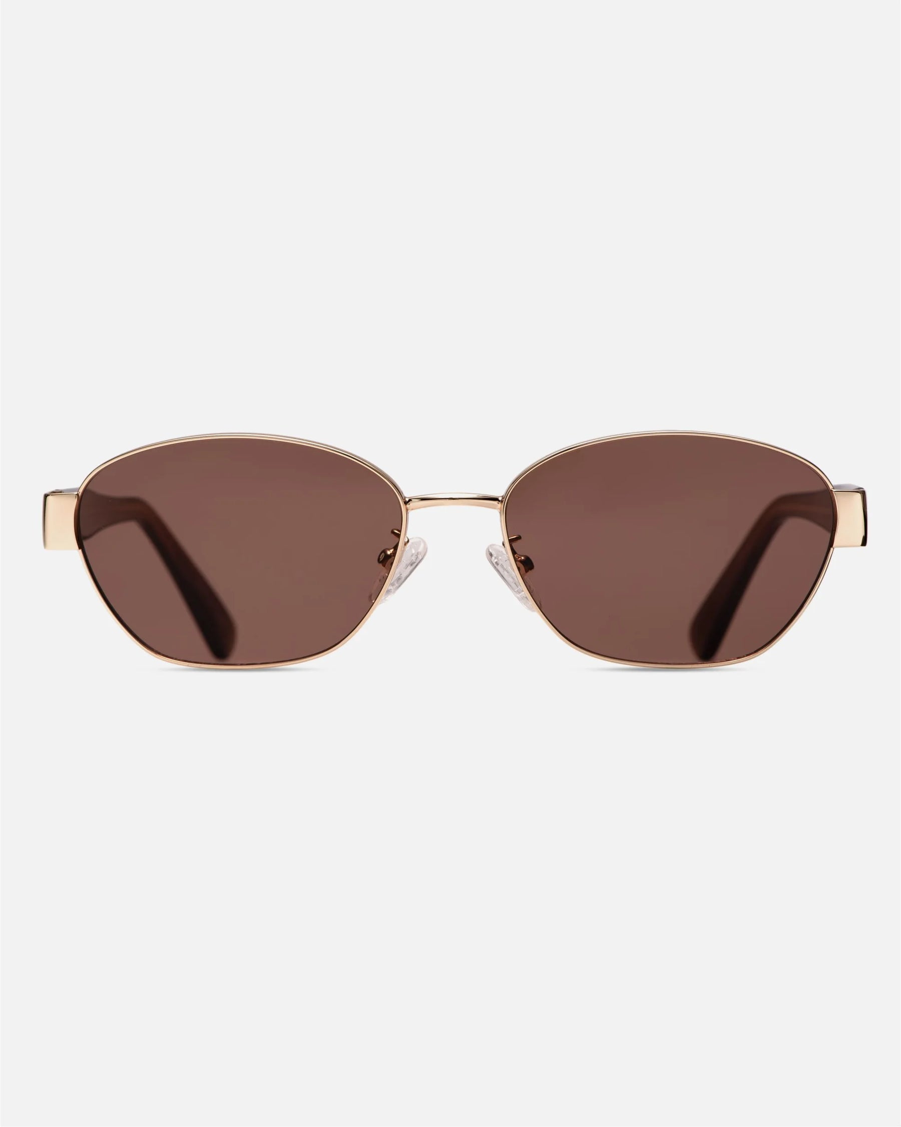 innsol Bate Y2K oval cat eye metal sunglasses with gold frame and brown UV400 lenses