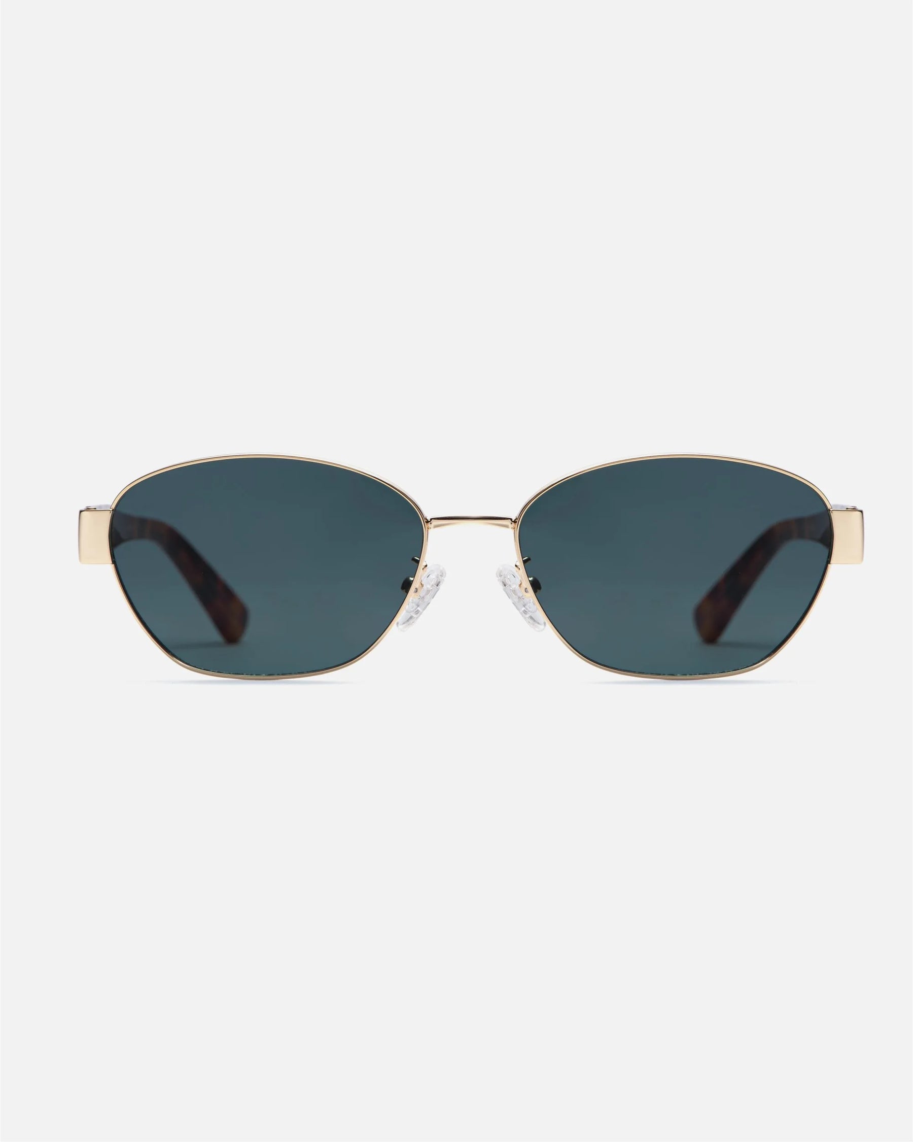 innsol Bate Y2K oval cat eye metal sunglasses with gold frame and green UV400 lenses