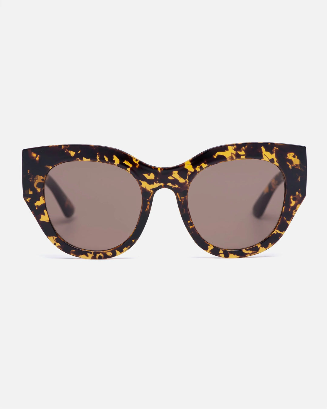 innsol Lilly oversized cat eye sunglasses with chunky temples with transparent tortoise frame and brown UV400 lenses
