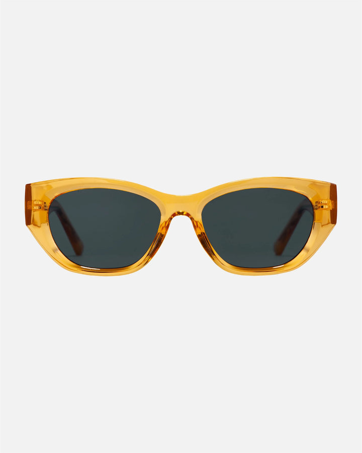 innsol Mesa retro cat eye sunglasses with transparent yellow frame and gray UV400 lenses