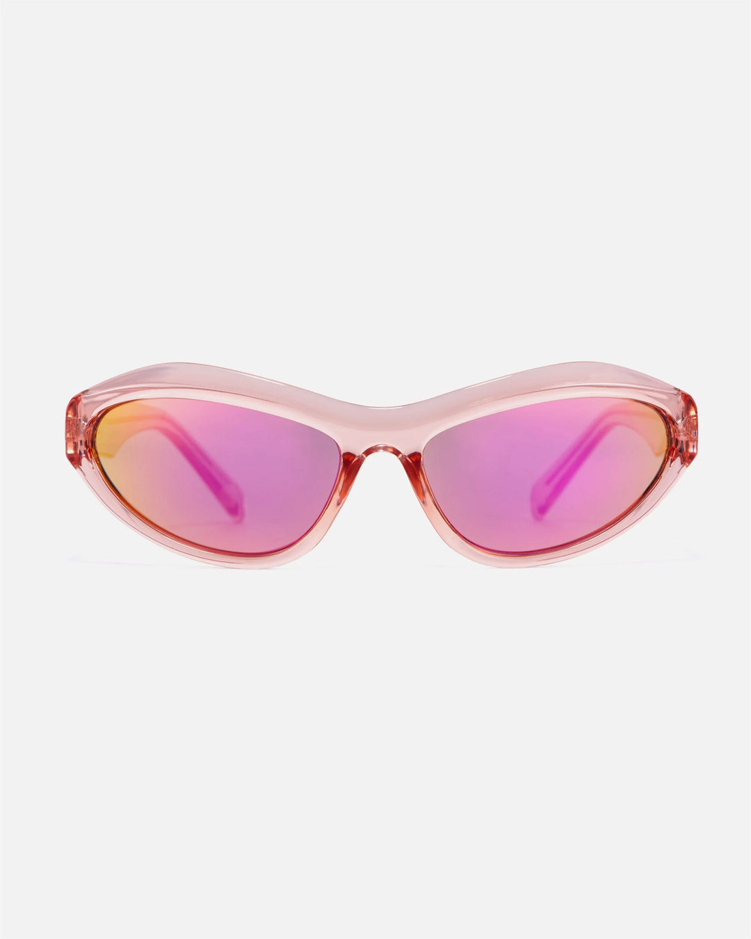 innsol Motion Y2K wraparound sunglasses with gloss white frame and gray UV400 lenses