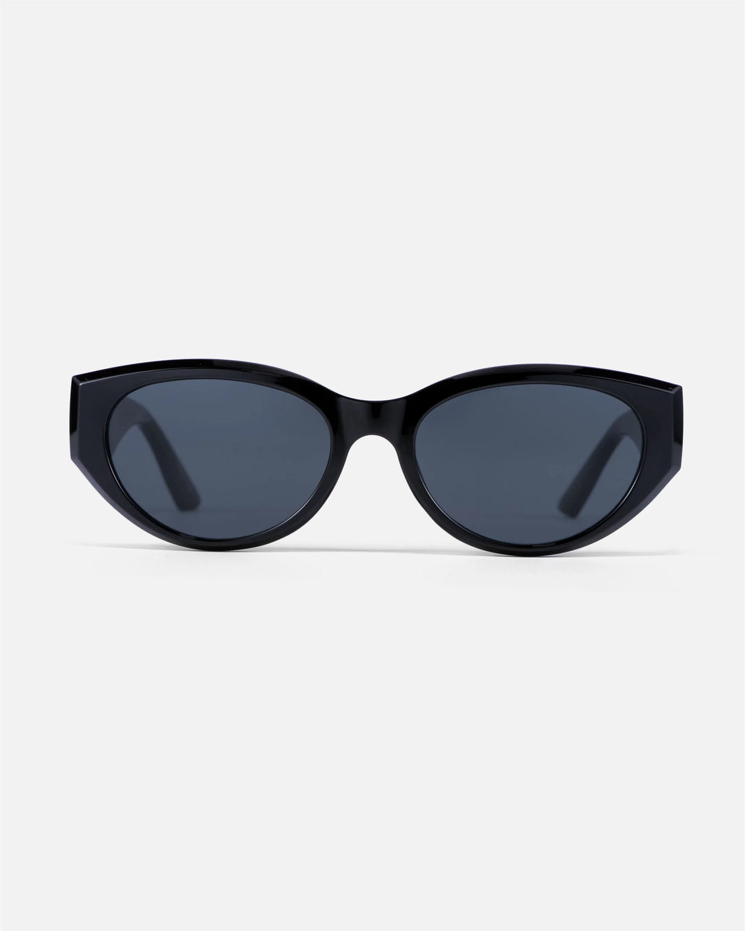 innsol Series modern edgy cat eye sunglasses with gloss black frame and gray UV400 lenses