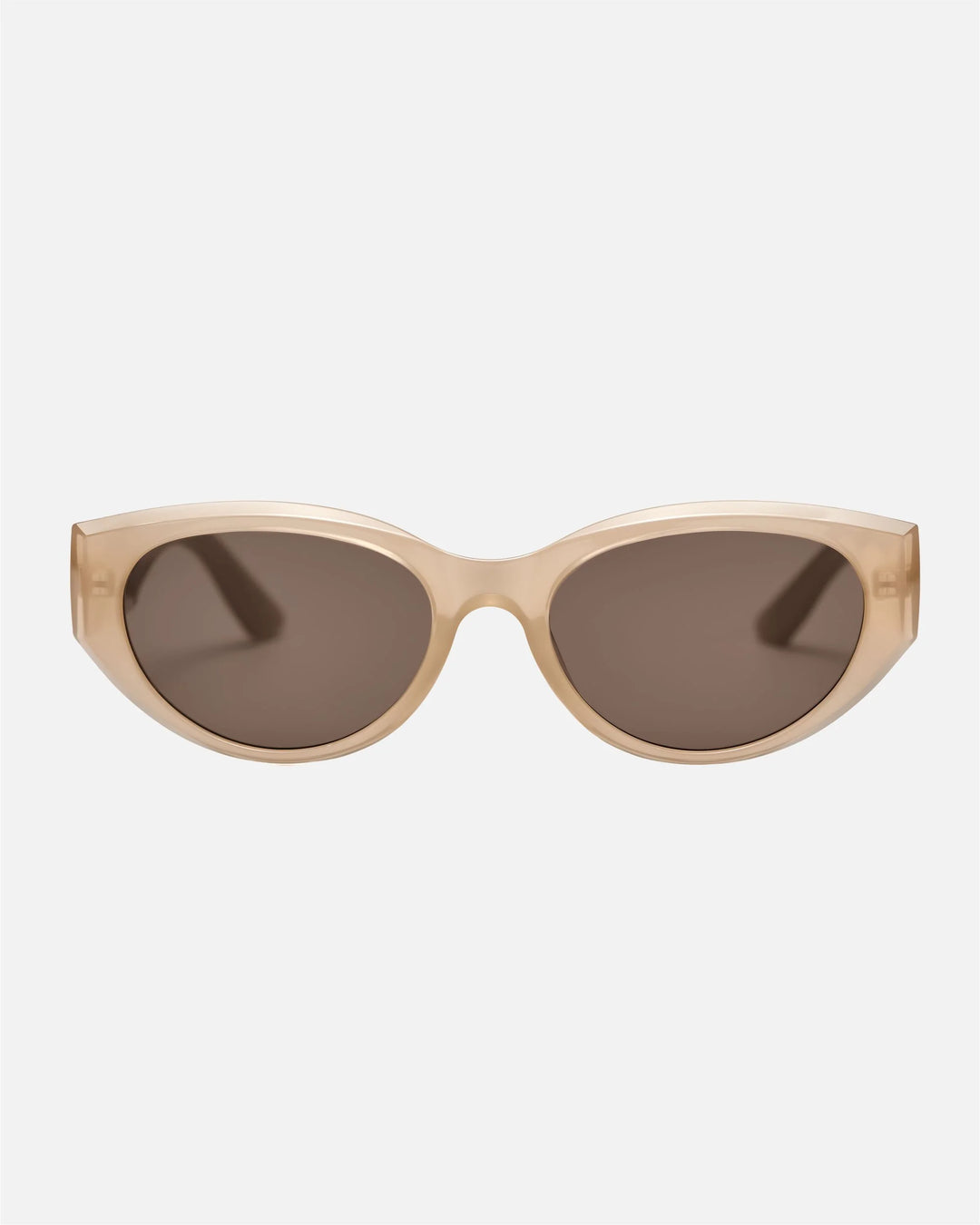 innsol Series modern edgy cat eye sunglasses with beige frame and dark brown UV400 lenses