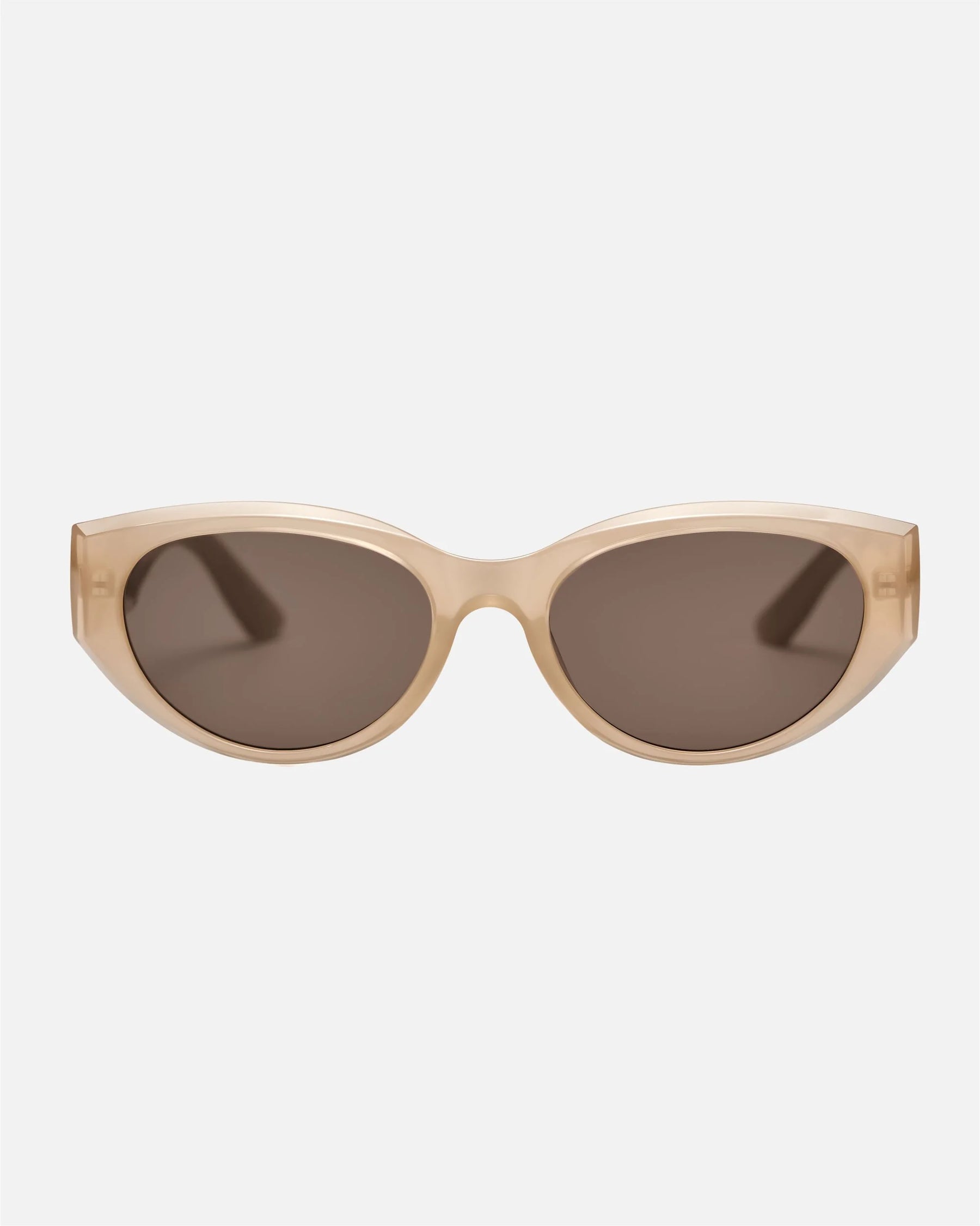 innsol Series modern edgy cat eye sunglasses with beige frame and dark brown UV400 lenses