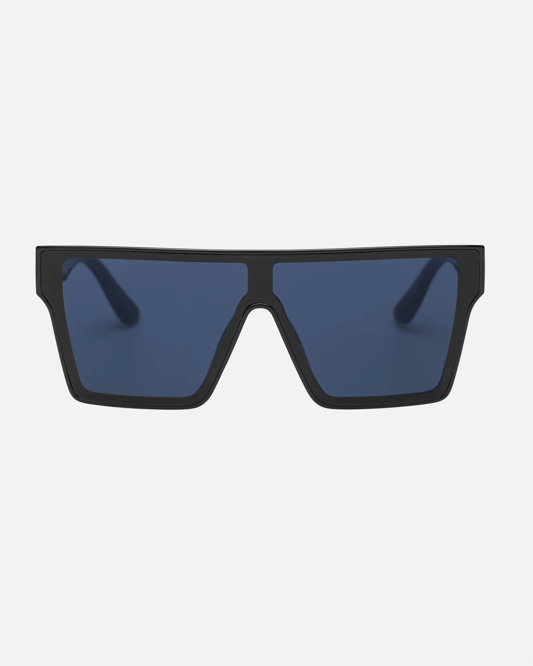 innsol Sydney oversized one-piece shield visor sunglasses with gloss black frame and gray UV400 lenses