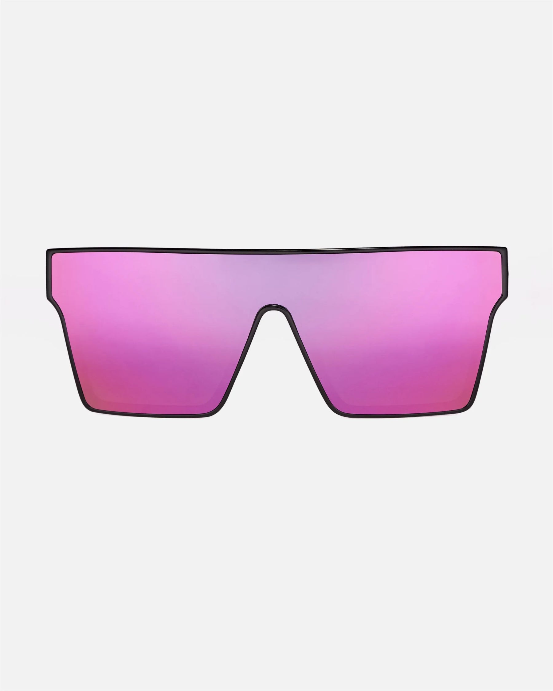 innsol Sydney oversized one-piece shield visor sunglasses with gloss black frame and pink mirrored UV400 lenses